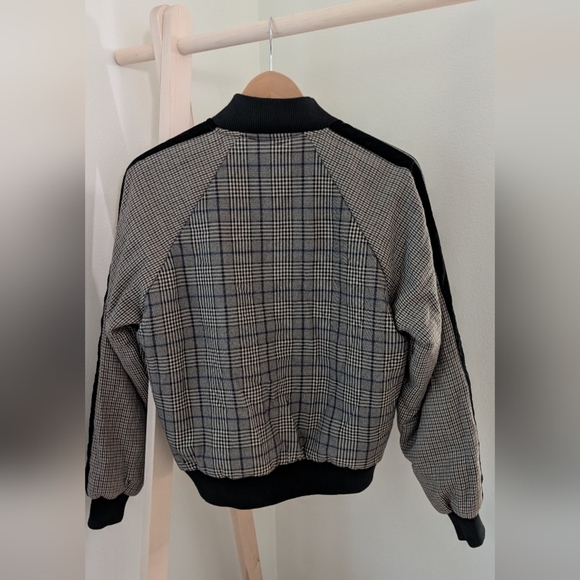 Steve Madden Women's Akiri Brown/Black Plaid Houndstooth Bomber Jacket, Sz S - Picture 2 of 9